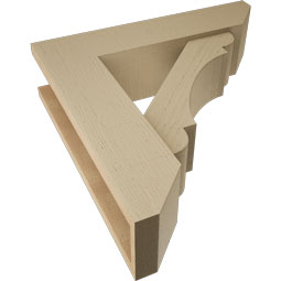 Ekena Millwork - BKTUR0554X22X22OLY06RCPR - Timberthane Faux Wood Olympic Style Bracket w/ Offset Brace, Slat Ends, 5 1/2"W x 22"D x 22"H, Primed Tan