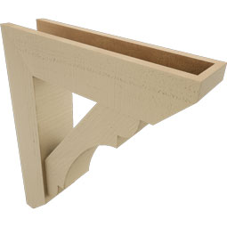 Ekena Millwork - BKTUR0554X22X26OLY06RCPR - Timberthane Faux Wood Olympic Style Bracket w/ Offset Brace, Slat Ends, 5 1/2"W x 22"D x 26"H, Primed Tan