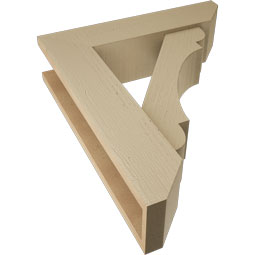 Ekena Millwork - BKTUR0554X22X26OLY06RCPR - Timberthane Faux Wood Olympic Style Bracket w/ Offset Brace, Slat Ends, 5 1/2"W x 22"D x 26"H, Primed Tan
