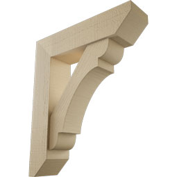 Ekena Millwork - BKTUR0554X22X26OLY06RCPR - Timberthane Faux Wood Olympic Style Bracket w/ Offset Brace, Slat Ends, 5 1/2"W x 22"D x 26"H, Primed Tan