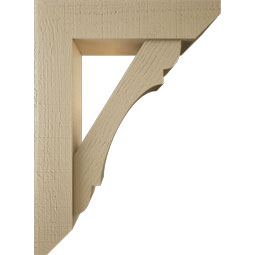 Ekena Millwork - BKTUR0554X22X30OLY06RCPR - Timberthane Faux Wood Olympic Style Bracket w/ Offset Brace, Slat Ends, 5 1/2"W x 22"D x 30"H, Primed Tan
