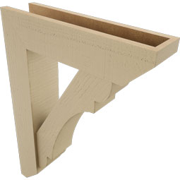 Ekena Millwork - BKTUR0554X22X30OLY06RCPR - Timberthane Faux Wood Olympic Style Bracket w/ Offset Brace, Slat Ends, 5 1/2"W x 22"D x 30"H, Primed Tan