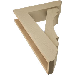 Ekena Millwork - BKTUR0554X22X30OLY06RCPR - Timberthane Faux Wood Olympic Style Bracket w/ Offset Brace, Slat Ends, 5 1/2"W x 22"D x 30"H, Primed Tan