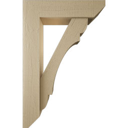 Ekena Millwork - BKTUR0554X22X34OLY06RCPR - Timberthane Faux Wood Olympic Style Bracket w/ Offset Brace, Slat Ends, 5 1/2"W x 22"D x 34"H, Primed Tan