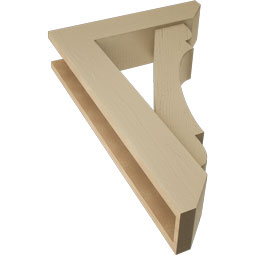 Ekena Millwork - BKTUR0554X22X34OLY06RCPR - Timberthane Faux Wood Olympic Style Bracket w/ Offset Brace, Slat Ends, 5 1/2"W x 22"D x 34"H, Primed Tan