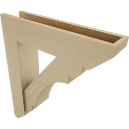 Ekena Millwork - BKTUR0554X24X28OLY06RCPR - Timberthane Faux Wood Olympic Style Bracket w/ Offset Brace, Slat Ends, 5 1/2"W x 24"D x 28"H, Primed Tan