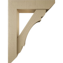 Ekena Millwork - BKTUR0554X24X32OLY06RCPR - Timberthane Faux Wood Olympic Style Bracket w/ Offset Brace, Slat Ends, 5 1/2"W x 24"D x 32"H, Primed Tan
