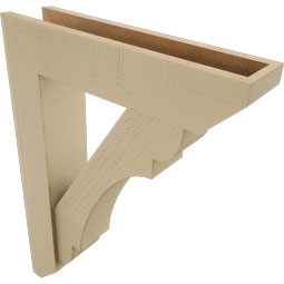 Ekena Millwork - BKTUR0554X24X32OLY06RCPR - Timberthane Faux Wood Olympic Style Bracket w/ Offset Brace, Slat Ends, 5 1/2"W x 24"D x 32"H, Primed Tan