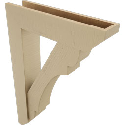 Ekena Millwork - BKTUR0554X24X36OLY06RCPR - Timberthane Faux Wood Olympic Style Bracket w/ Offset Brace, Slat Ends, 5 1/2"W x 24"D x 36"H, Primed Tan