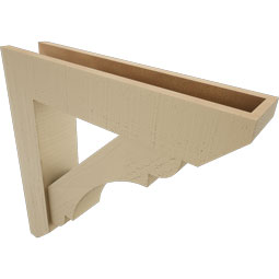Ekena Millwork - BKTUR0554X26X26OLY06RCPR - Timberthane Faux Wood Olympic Style Bracket w/ Offset Brace, Slat Ends, 5 1/2"W x 26"D x 26"H, Primed Tan