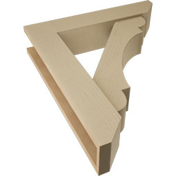 Ekena Millwork - BKTUR0554X26X30OLY06RCPR - Timberthane Faux Wood Olympic Style Bracket w/ Offset Brace, Slat Ends, 5 1/2"W x 26"D x 30"H, Primed Tan
