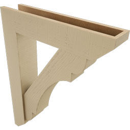 Ekena Millwork - BKTUR0554X26X34OLY06RCPR - Timberthane Faux Wood Olympic Style Bracket w/ Offset Brace, Slat Ends, 5 1/2"W x 26"D x 34"H, Primed Tan