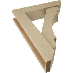 Ekena Millwork - BKTUR0554X26X34OLY06RCPR - Timberthane Faux Wood Olympic Style Bracket w/ Offset Brace, Slat Ends, 5 1/2"W x 26"D x 34"H, Primed Tan
