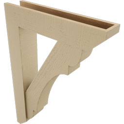 Ekena Millwork - BKTUR0554X26X38OLY06RCPR - Timberthane Faux Wood Olympic Style Bracket w/ Offset Brace, Slat Ends, 5 1/2"W x 26"D x 38"H, Primed Tan