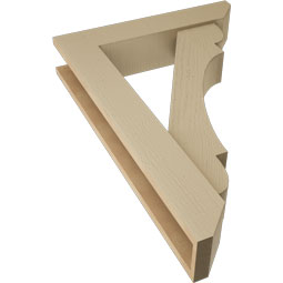 Ekena Millwork - BKTUR0554X26X38OLY06RCPR - Timberthane Faux Wood Olympic Style Bracket w/ Offset Brace, Slat Ends, 5 1/2"W x 26"D x 38"H, Primed Tan