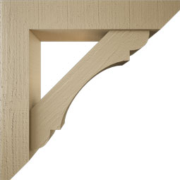 Ekena Millwork - BKTUR0554X28X28OLY06RCPR - Timberthane Faux Wood Olympic Style Bracket w/ Offset Brace, Slat Ends, 5 1/2"W x 28"D x 28"H, Primed Tan