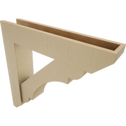 Ekena Millwork - BKTUR0554X28X28OLY06RCPR - Timberthane Faux Wood Olympic Style Bracket w/ Offset Brace, Slat Ends, 5 1/2"W x 28"D x 28"H, Primed Tan