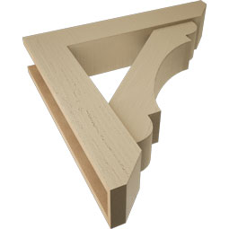 Ekena Millwork - BKTUR0554X28X28OLY06RCPR - Timberthane Faux Wood Olympic Style Bracket w/ Offset Brace, Slat Ends, 5 1/2"W x 28"D x 28"H, Primed Tan