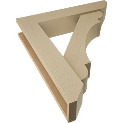 Ekena Millwork - BKTUR0554X28X32OLY06RCPR - Timberthane Faux Wood Olympic Style Bracket w/ Offset Brace, Slat Ends, 5 1/2"W x 28"D x 32"H, Primed Tan
