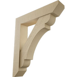 Ekena Millwork - BKTUR0554X28X32OLY06RCPR - Timberthane Faux Wood Olympic Style Bracket w/ Offset Brace, Slat Ends, 5 1/2"W x 28"D x 32"H, Primed Tan