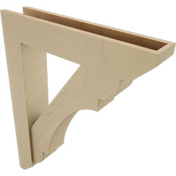 Ekena Millwork - BKTUR0554X28X36OLY06RCPR - Timberthane Faux Wood Olympic Style Bracket w/ Offset Brace, Slat Ends, 5 1/2"W x 28"D x 36"H, Primed Tan