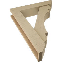 Ekena Millwork - BKTUR0554X28X36OLY06RCPR - Timberthane Faux Wood Olympic Style Bracket w/ Offset Brace, Slat Ends, 5 1/2"W x 28"D x 36"H, Primed Tan