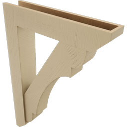 Ekena Millwork - BKTUR0554X28X40OLY06RCPR - Timberthane Faux Wood Olympic Style Bracket w/ Offset Brace, Slat Ends, 5 1/2"W x 28"D x 40"H, Primed Tan