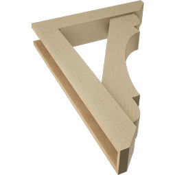Ekena Millwork - BKTUR0554X28X40OLY06RCPR - Timberthane Faux Wood Olympic Style Bracket w/ Offset Brace, Slat Ends, 5 1/2"W x 28"D x 40"H, Primed Tan