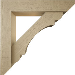 Ekena Millwork - BKTUR0554X30X30OLY06RCPR - Timberthane Faux Wood Olympic Style Bracket w/ Offset Brace, Slat Ends, 5 1/2"W x 30"D x 30"H, Primed Tan