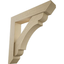 Ekena Millwork - BKTUR0554X30X30OLY06RCPR - Timberthane Faux Wood Olympic Style Bracket w/ Offset Brace, Slat Ends, 5 1/2"W x 30"D x 30"H, Primed Tan