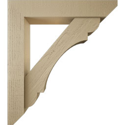 Ekena Millwork - BKTUR0554X30X34OLY06RCPR - Timberthane Faux Wood Olympic Style Bracket w/ Offset Brace, Slat Ends, 5 1/2"W x 30"D x 34"H, Primed Tan