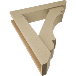 Ekena Millwork - BKTUR0554X30X34OLY06RCPR - Timberthane Faux Wood Olympic Style Bracket w/ Offset Brace, Slat Ends, 5 1/2"W x 30"D x 34"H, Primed Tan