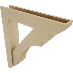 Ekena Millwork - BKTUR0554X30X36OLY06RCPR - Timberthane Faux Wood Olympic Style Bracket w/ Offset Brace, Slat Ends, 5 1/2"W x 30"D x 36"H, Primed Tan