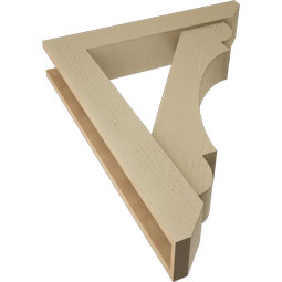 Ekena Millwork - BKTUR0554X30X38OLY06RCPR - Timberthane Faux Wood Olympic Style Bracket w/ Offset Brace, Slat Ends, 5 1/2"W x 30"D x 38"H, Primed Tan