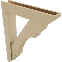 Ekena Millwork - BKTUR0554X30X42OLY06RCPR - Timberthane Faux Wood Olympic Style Bracket w/ Offset Brace, Slat Ends, 5 1/2"W x 30"D x 42"H, Primed Tan