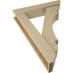 Ekena Millwork - BKTUR0554X30X42OLY06RCPR - Timberthane Faux Wood Olympic Style Bracket w/ Offset Brace, Slat Ends, 5 1/2"W x 30"D x 42"H, Primed Tan