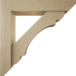 Ekena Millwork - BKTUR0554X32X32OLY06RCPR - Timberthane Faux Wood Olympic Style Bracket w/ Offset Brace, Slat Ends, 5 1/2"W x 32"D x 32"H, Primed Tan