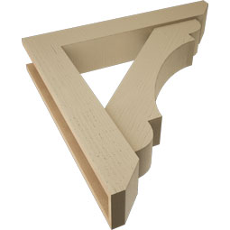 Ekena Millwork - BKTUR0554X32X32OLY06RCPR - Timberthane Faux Wood Olympic Style Bracket w/ Offset Brace, Slat Ends, 5 1/2"W x 32"D x 32"H, Primed Tan