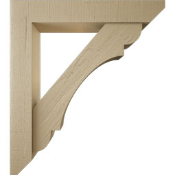 Ekena Millwork - BKTUR0554X32X36OLY06RCPR - Timberthane Faux Wood Olympic Style Bracket w/ Offset Brace, Slat Ends, 5 1/2"W x 32"D x 36"H, Primed Tan