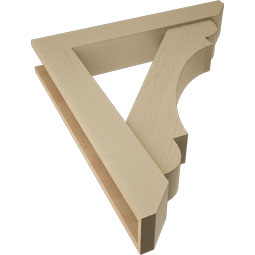 Ekena Millwork - BKTUR0554X32X36OLY06RCPR - Timberthane Faux Wood Olympic Style Bracket w/ Offset Brace, Slat Ends, 5 1/2"W x 32"D x 36"H, Primed Tan