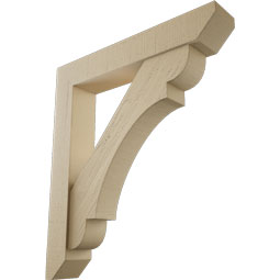 Ekena Millwork - BKTUR0554X32X36OLY06RCPR - Timberthane Faux Wood Olympic Style Bracket w/ Offset Brace, Slat Ends, 5 1/2"W x 32"D x 36"H, Primed Tan