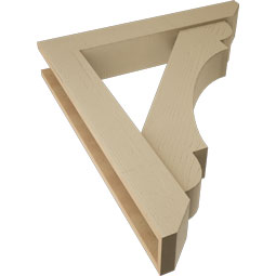 Ekena Millwork - BKTUR0554X32X38OLY06RCPR - Timberthane Faux Wood Olympic Style Bracket w/ Offset Brace, Slat Ends, 5 1/2"W x 32"D x 38"H, Primed Tan