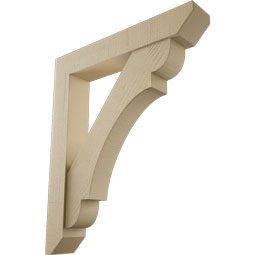Ekena Millwork - BKTUR0554X32X38OLY06RCPR - Timberthane Faux Wood Olympic Style Bracket w/ Offset Brace, Slat Ends, 5 1/2"W x 32"D x 38"H, Primed Tan