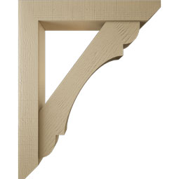 Ekena Millwork - BKTUR0554X32X40OLY06RCPR - Timberthane Faux Wood Olympic Style Bracket w/ Offset Brace, Slat Ends, 5 1/2"W x 32"D x 40"H, Primed Tan