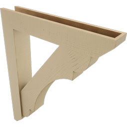 Ekena Millwork - BKTUR0554X32X40OLY06RCPR - Timberthane Faux Wood Olympic Style Bracket w/ Offset Brace, Slat Ends, 5 1/2"W x 32"D x 40"H, Primed Tan