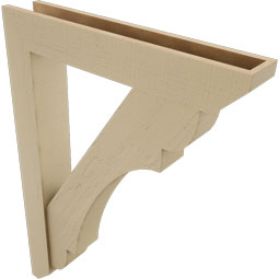 Ekena Millwork - BKTUR0554X32X44OLY06RCPR - Timberthane Faux Wood Olympic Style Bracket w/ Offset Brace, Slat Ends, 5 1/2"W x 32"D x 44"H, Primed Tan