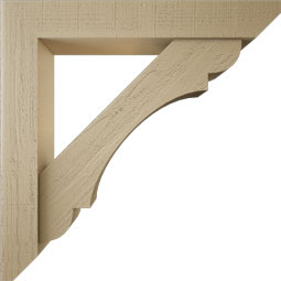 Ekena Millwork - BKTUR0554X34X34OLY06RCPR - Timberthane Faux Wood Olympic Style Bracket w/ Offset Brace, Slat Ends, 5 1/2"W x 34"D x 34"H, Primed Tan