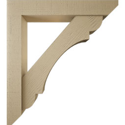 Ekena Millwork - BKTUR0554X34X38OLY06RCPR - Timberthane Faux Wood Olympic Style Bracket w/ Offset Brace, Slat Ends, 5 1/2"W x 34"D x 38"H, Primed Tan