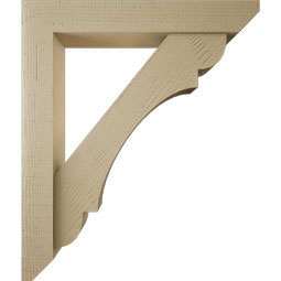 Ekena Millwork - BKTUR0554X34X40OLY06RCPR - Timberthane Faux Wood Olympic Style Bracket w/ Offset Brace, Slat Ends, 5 1/2"W x 34"D x 40"H, Primed Tan