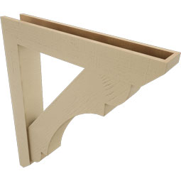 Ekena Millwork - BKTUR0554X34X40OLY06RCPR - Timberthane Faux Wood Olympic Style Bracket w/ Offset Brace, Slat Ends, 5 1/2"W x 34"D x 40"H, Primed Tan